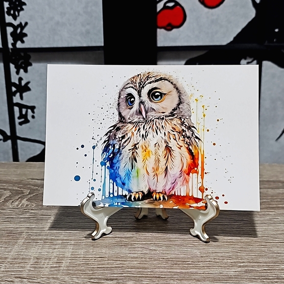 NobleCaptures Other - 4x6 Baby Owl Watercolor Oil Painting Art‎ Print